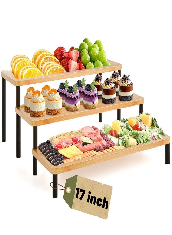 LEJANEOYE 3 Tier Serving Tray Set,17" Serving Tray Stand & Platter Tower Plate for Party Supplies,Reusable Trays for Food Fruit Cookie Afternoon Tea Hosting, Appetizer,Dessert Table Display Set - Image 1